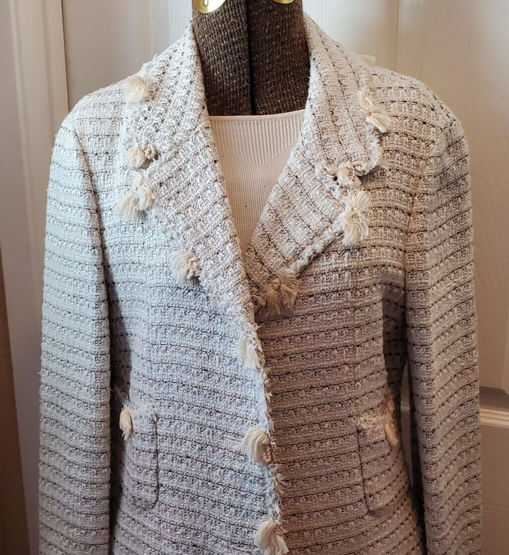 CHANEL SRING 05C TWEED FRINGE TRIM CC MULTI-COLOR JACKET BLAZER SZ