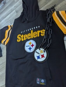 Pittsburgh Steelers Hoodie & Fan Chain Combo Lg.