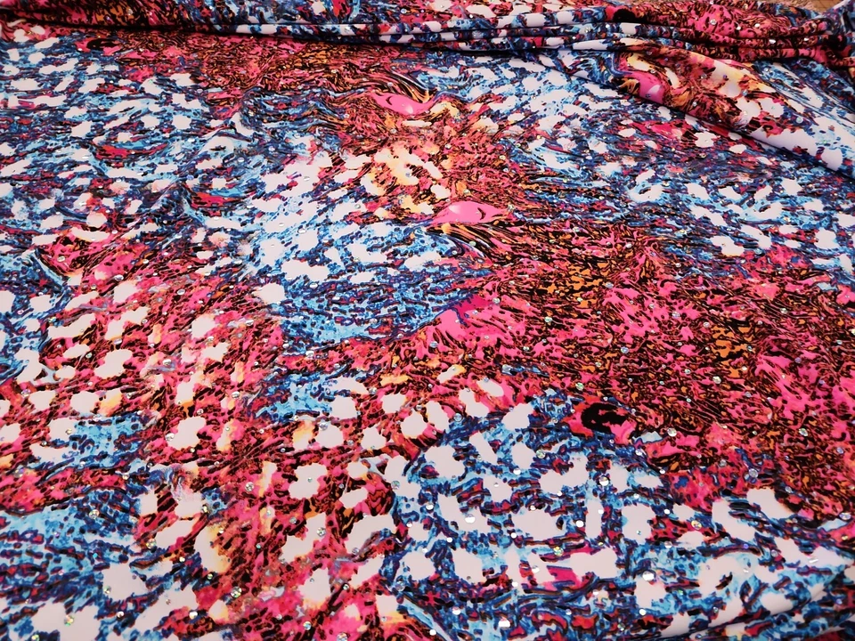 Блестящая трикотажная ткань поп круги джерси серебряные точки богемное блестящее в ярдах - Изображение 3 из 4