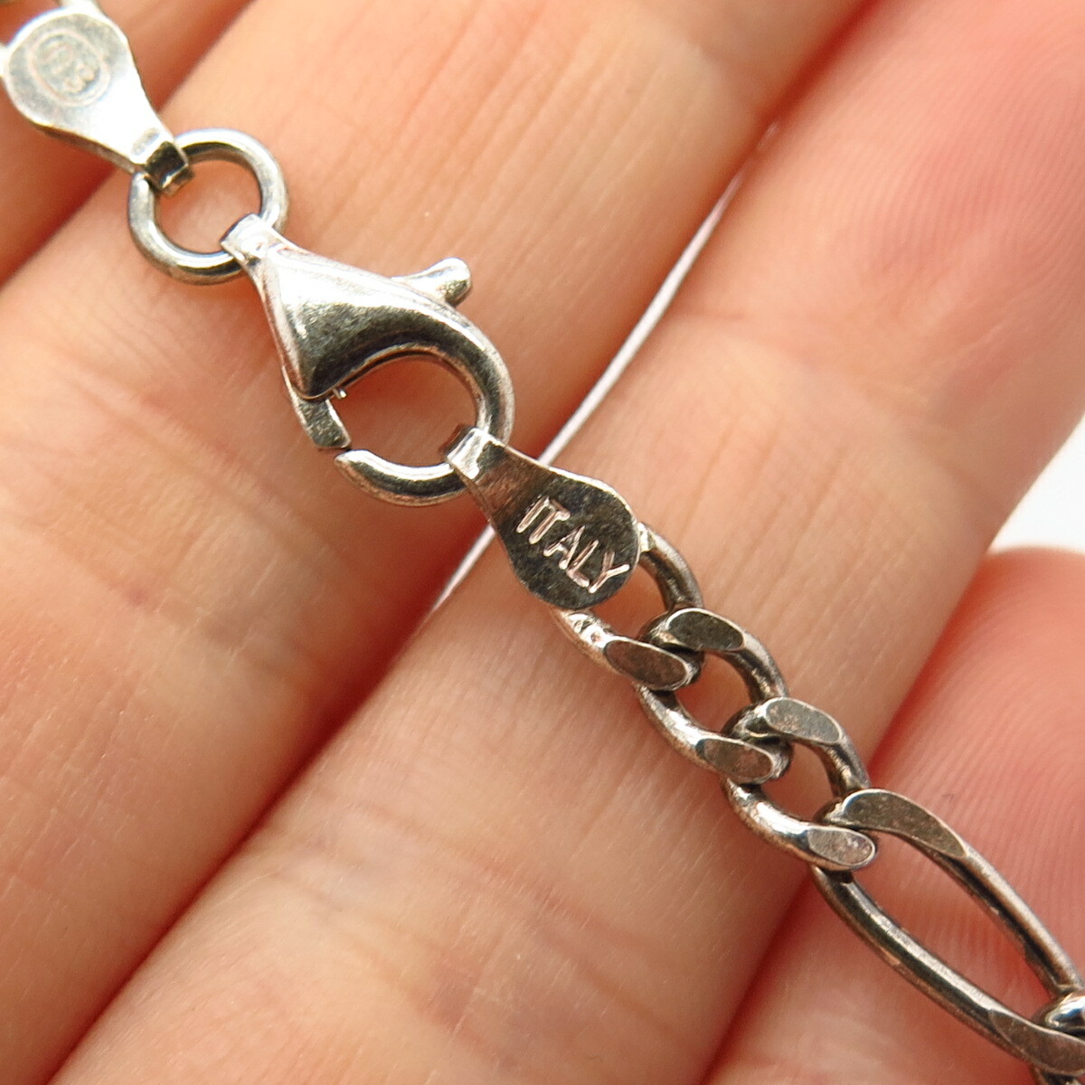silver ネックレス　925 ITALY 925 Sterling Silver Italy Figaro Chain Necklace 20