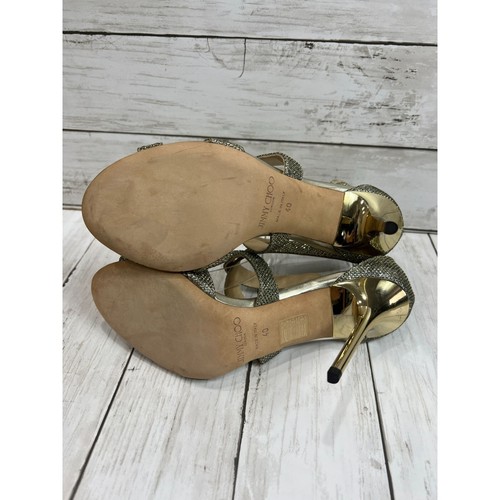 Jimmy Choo Louise Sandals Size EUR 40 Metallic Coarse Glitter High Heel - Picture 10 of 10