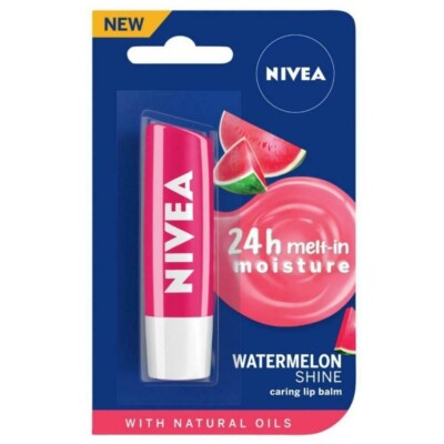 Nivea 24 hour Melt-in Moisture Caring Lip Balm, Watermelon Shine 4.8 g