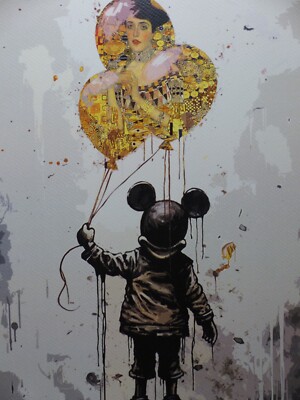 DEATH NYC ''GERAHMT'' Lithografie ltd Edition of 100''Mickey Mouse'' 3D Siegel u COA