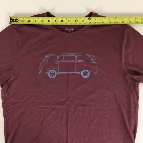MARINE LAYER Crewneck T-Shirt, Men's M, Maroon with Van Graphic 13272 - Picture 6 of 9
