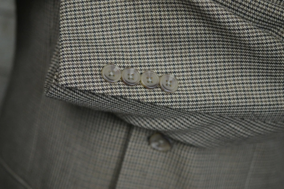 Chaqueta Blazer Abrigo Deportivo Clásico a Cuadros Pata de Gallo Marrón Club Room para Hombres TALLA 40R Foto 4 de 4