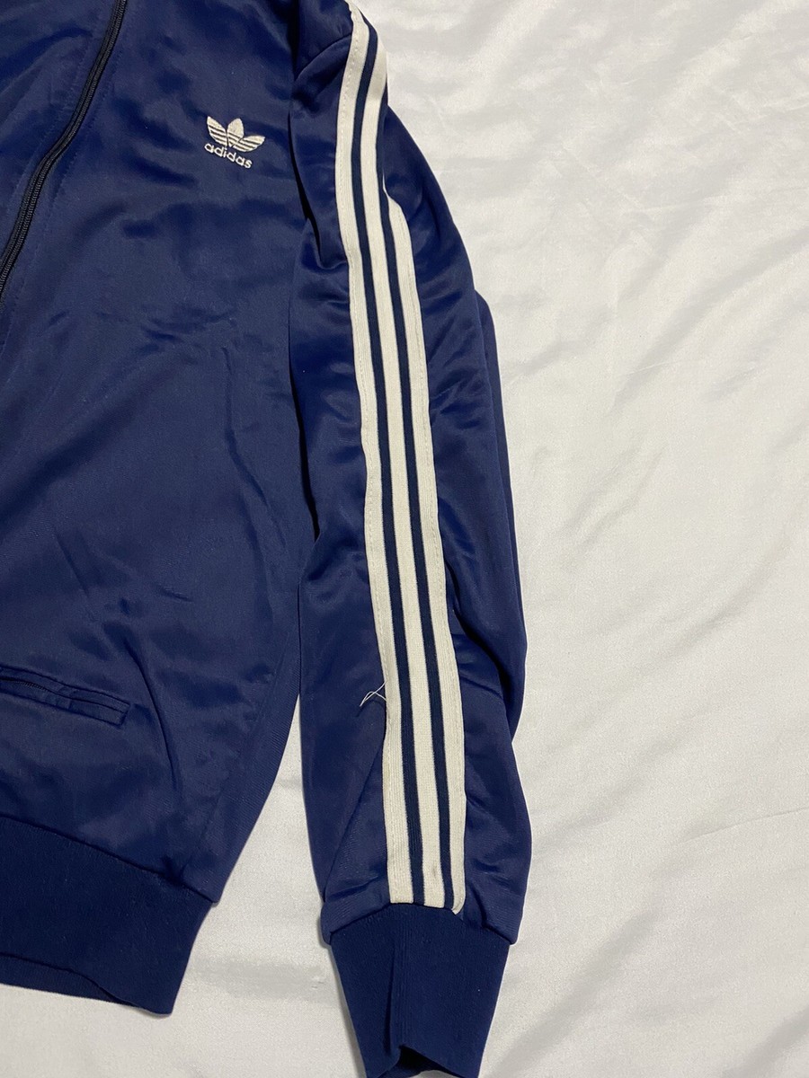 Vintage 80s Adidas Trefoil Tracksuit Jacket Lined Blue Sz 180/5'11