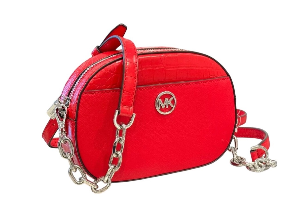 MICHAEL KORS JET SET GLAM SMALL FRONT POCKET OVAL CROSSBODY BAG