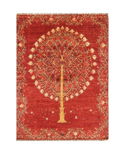 5 x 7 ft Red Tree of Life Gabbeh Tribal Afghan Hand Knotted Wool Rug - Picture 17 of 17