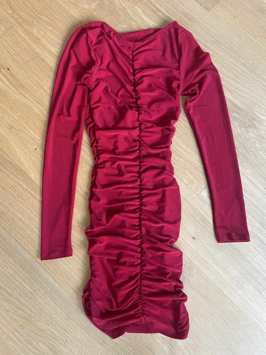 red bodycon dress ebay Red Long Sleeve Bodycon Dress Size Small