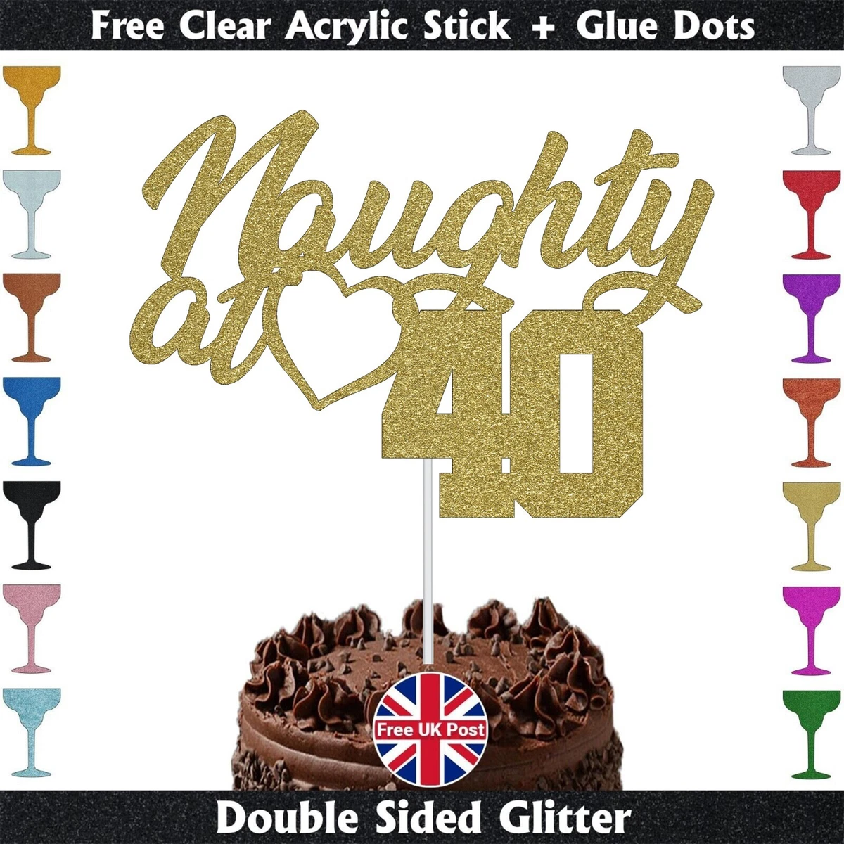 Set Decorazione 40° Compleanno – Striscione Straight Outta 1985 E Topper Per Torta, Nero, Cartoncino 350g Con Glitter - 6