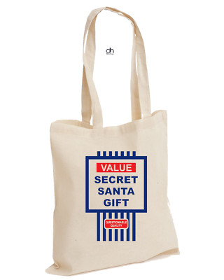 Value Secret Santa Gift Christmas Xmas Cotton Tote Present Tesco TOP  (VALUE,BAG) UK