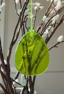 Glas Osterei Deko Handarbeit Kunst Lichtfänger Wohndeko Fenster Unikat