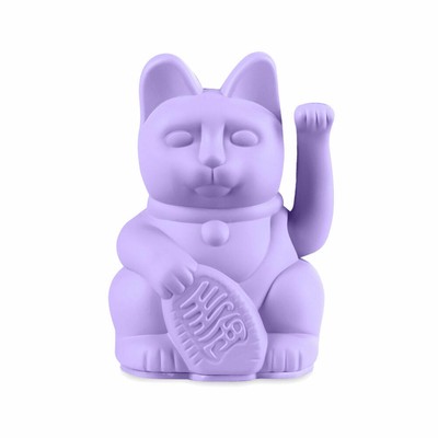 Donkey Products Lucky Cat Mini Maneki Neko, Winkekatze, Kunststoff, Lilac, 9.8cm