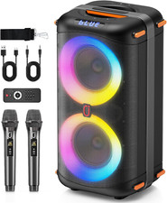 Karaoke Machine with 2 Wireless Microphones, Portable Bluetooth Karaoke Speaker