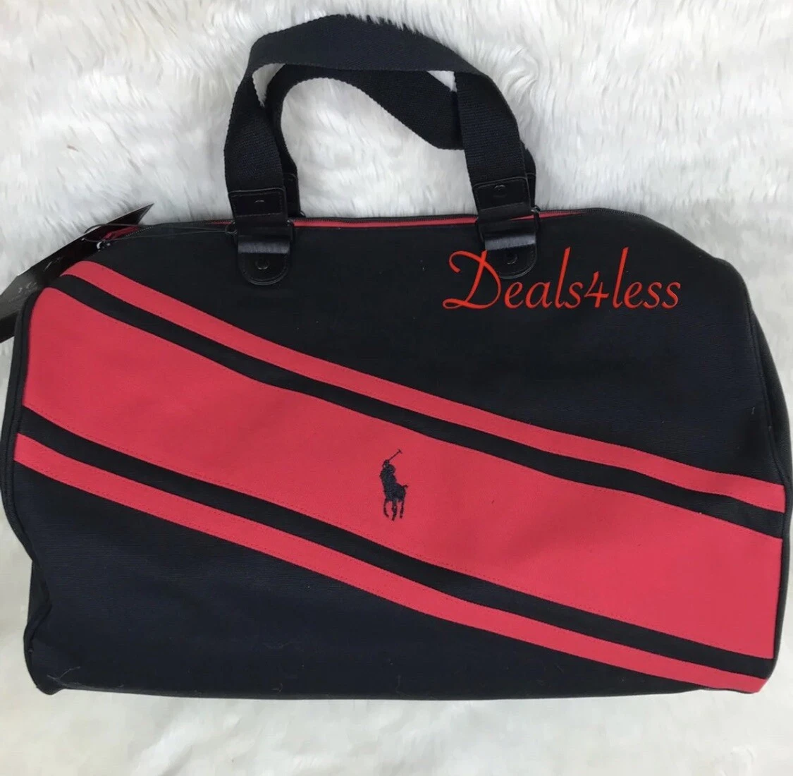 Red and black cheap ralph lauren duffle bag