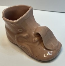 Vintage Ceramic Pink Baby Shoe Nursery Farmhouse Rustic Cottage Mauve
