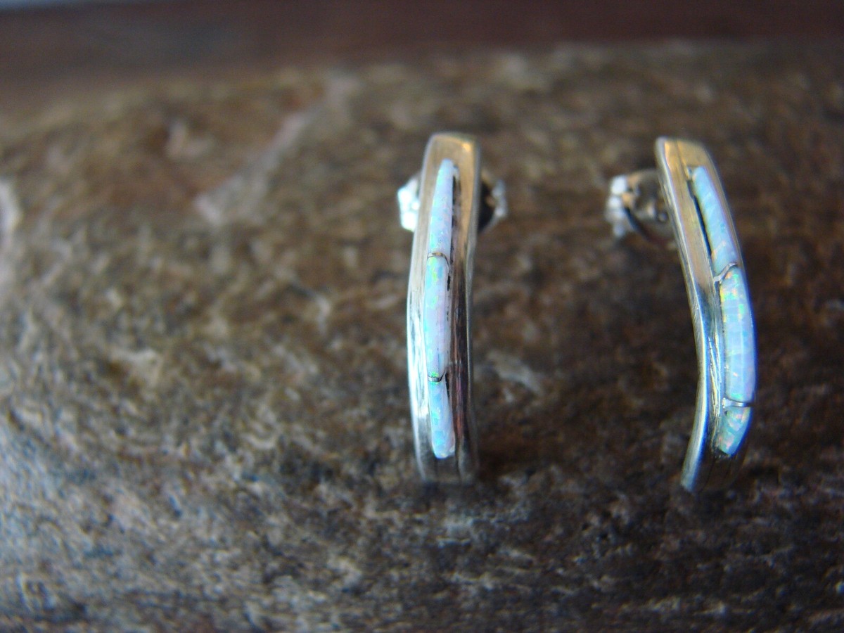 Zuni Indian Jewelry White Opal Inlay Earrings by Lonjose | eBay