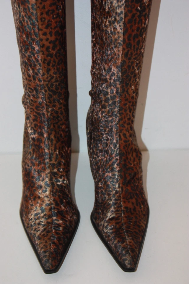 SAN MARINA Bottes Pointues Talons Textile Elastiqué Imprimé Léopard T 38 TTBE - Photo 4/4