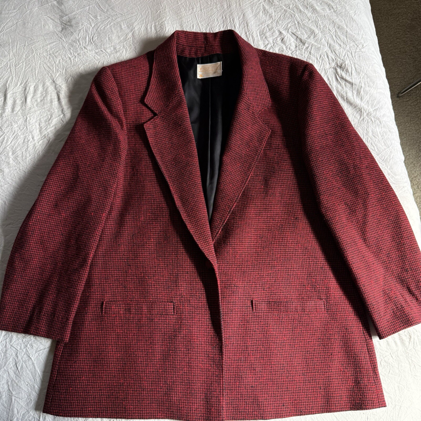 Red Houndstooth Pendleton Women's Jacket Size 16 … - image 6