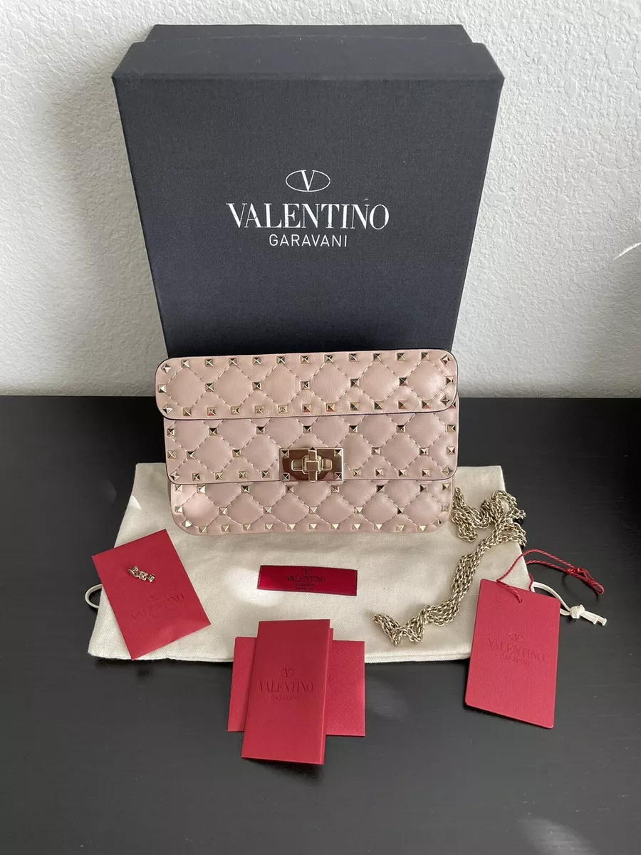 VALENTINO NAPPA ROCKSTUD BAG SMALL POUDRE CHAIN HARDWARE TOP HANDLE | eBay