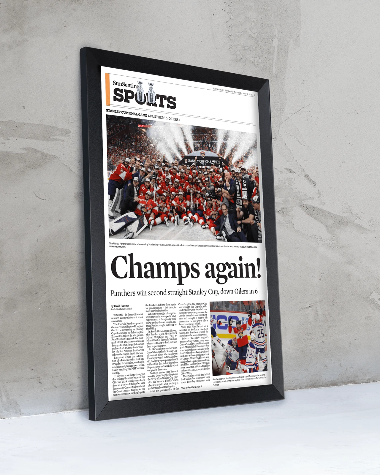 2025 Florida Panthers Stanley Cup Winners "Champs Again!" UnFramed Sports Edition