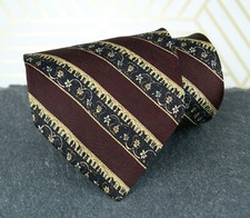 Manhattan 100% Imported Silk Brown Black Floral Necktie Tie Made in USA RN 43170