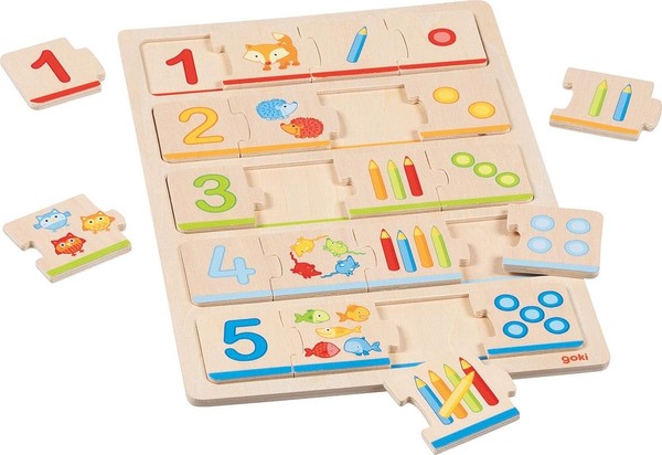 Zahlenpuzzle Holz 57344 goki 10-Teilig, Lernspielzeug FüR Kinder, ZäHlen Lernen-image