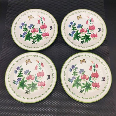 Set of 4 Studio Nova Garden Bloom 7 3/4'' Salad Plates Green Rim Floral 