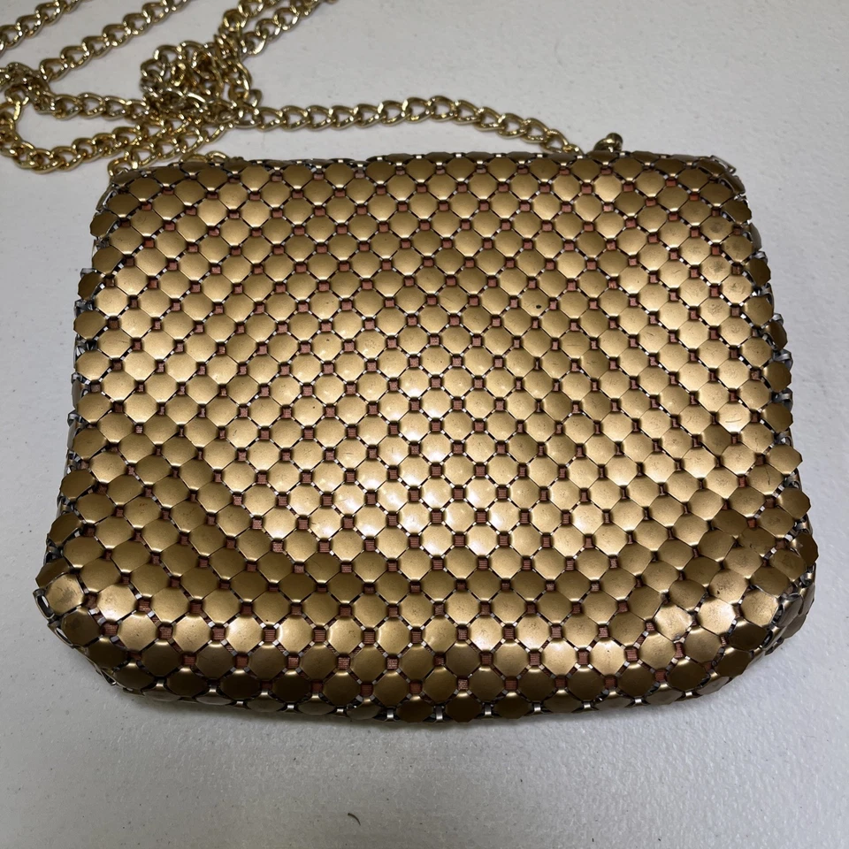 Винтажный Whiting & Davis Co. маленький золотой сетки сумочки сумка мешок с шелковой подкладкой - Изображение 4 из 4