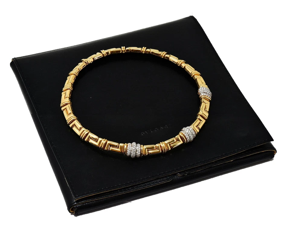 Collar Bulgari 4,50 CTW Diamante Oro Amarillo 18 quilates Geométrico Vintage Foto 4 de 4