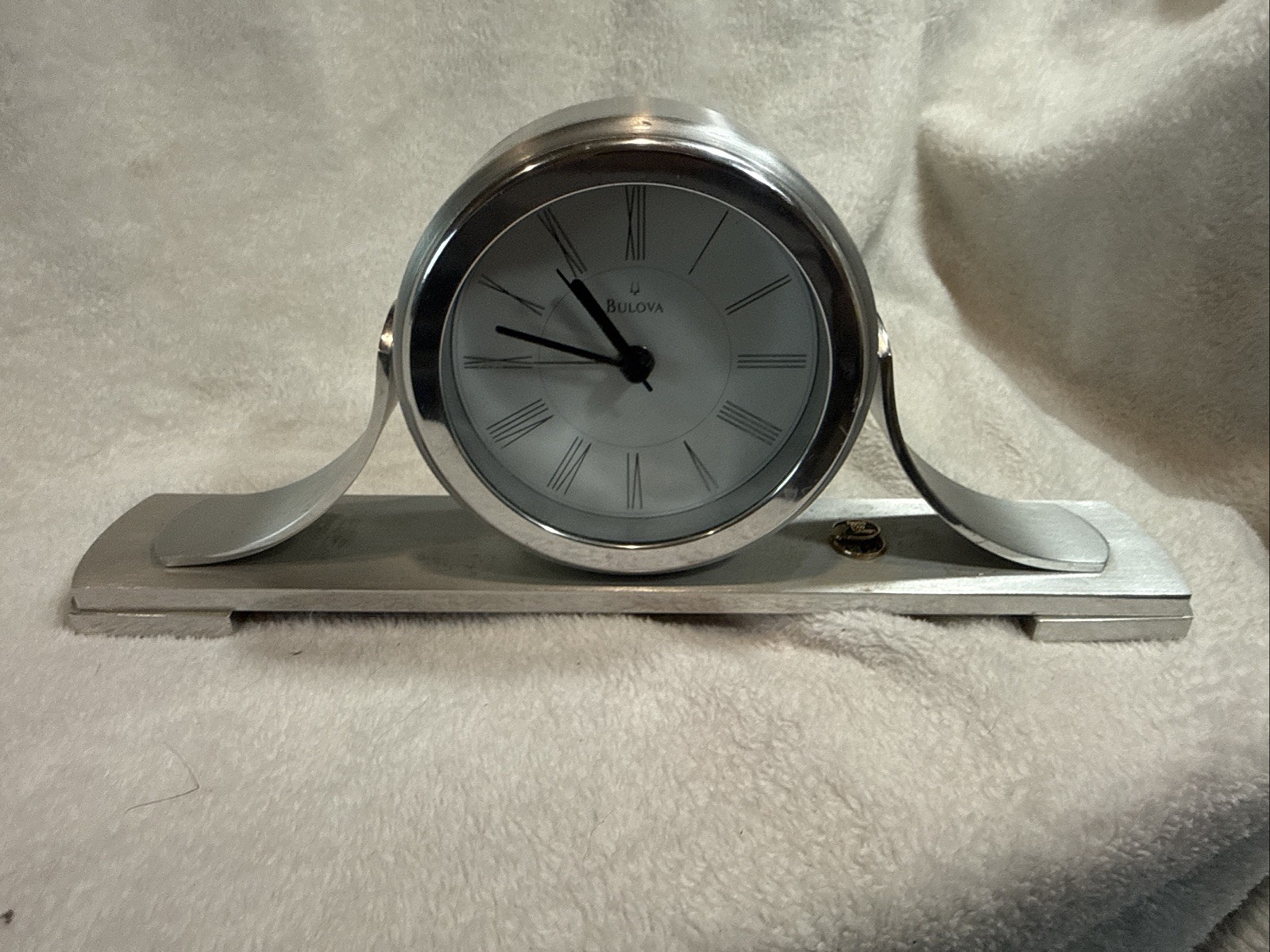 Bulova Sedona B2450 Tabletop Mantle Siemens Brushed Aluminum Alarm Clock Tested