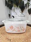 Vintage Corning Ware Casserole Dish Peach Flower Floral 1.5 Liter PYREX Lid