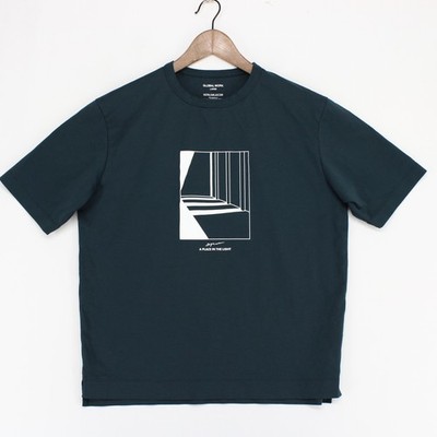 Global Work T Shirt Mens L Dark Teal Graphic Short Sleeve Extra Fine USA Cotton