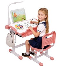 Kids Desk and Chair Set - Height Adjustable 55  Tiltable Student Desk, Ergono...