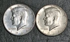 2 (Two) 1964 Silver Kennedy Half Dollars  .90 Silver