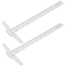 2Pcs Junior T-Square Plastic Transparent T-Ruler 30cm/ 12 Inch for Drafting  ...