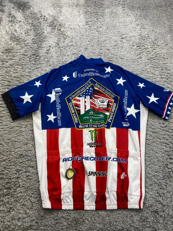 Camiseta deportiva de ciclismo Hincapie para hombre grande bandera americana AOP patriótica USO veteranos motociclista Foto 2 de 4