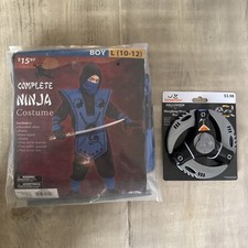 Ninja Costume Blue Boys Fun World Size Large 10-12 and Morphing Ninja Star