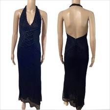 GIANNI VERSACE ss/2002 PLUNGING BACKLESS SEMI SHEER LACE DRESS GOWN