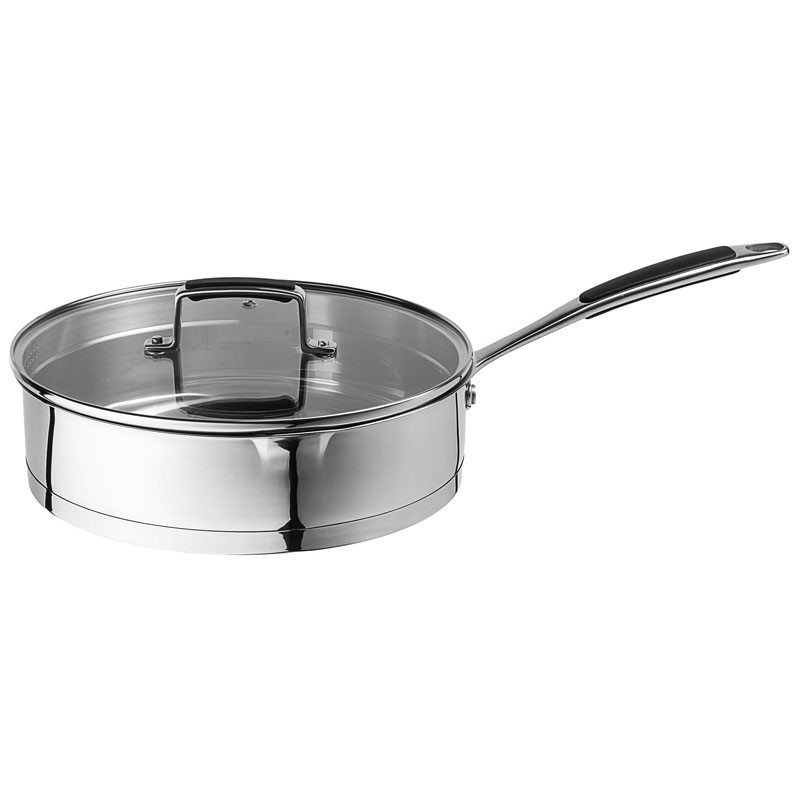 Stainless Steel Sauté Pan with Glass Lid 26cm Prochef Induction Hob Oven Safe