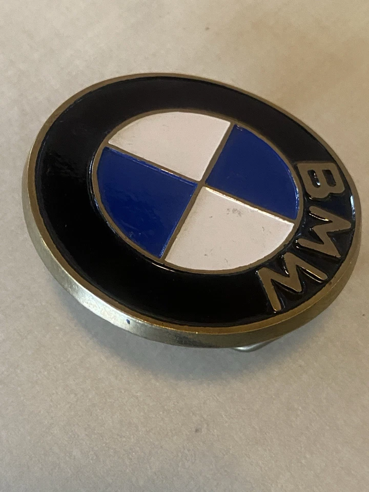 De colección Años 80 BMW Capucha Emblema Redondo Cinturón Hebilla Latón Barón Hebillas BBB Foto 4 de 4