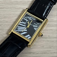 HONMIN Square Tank Mens Wristwatch 2hand Quartz Gold Dress Watch Timepiece