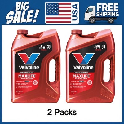 2 Pack Valvoline High Mileage with MaxLife Technology SAE 5W-30 Synthetic Blend