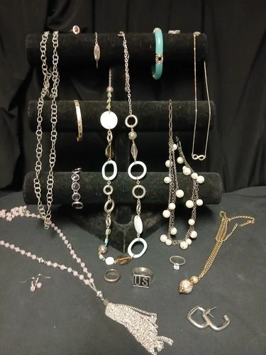 Lot Of Vintage Costume Jewelry, Necklaces, Earrings, Bracelets, Rings