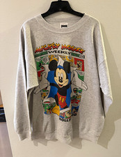 Vintage Disney Mickey Mouse Gray Crewneck Sweatshirt Unisex Adult 2XL 1994