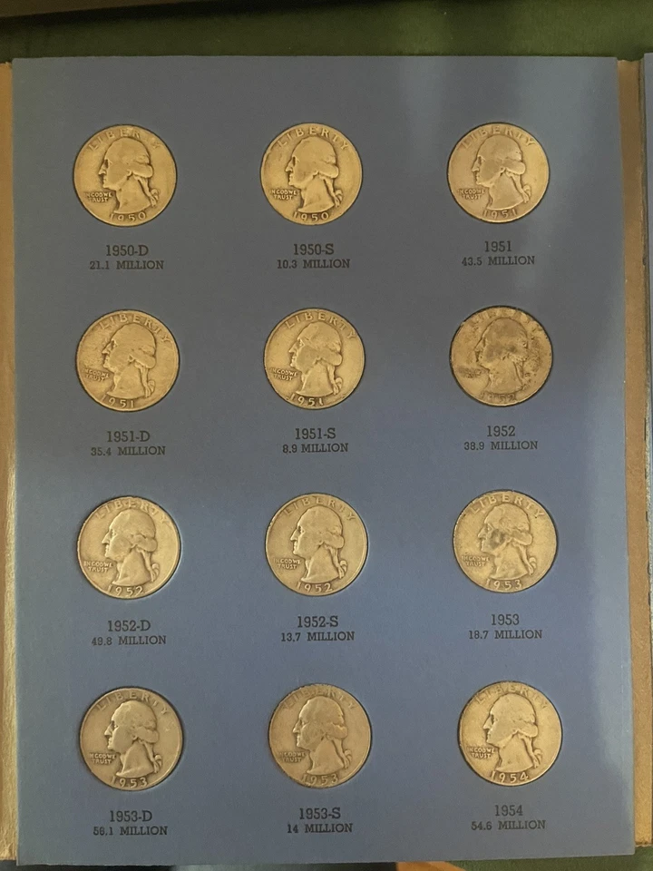 1946 to 1959 Whitman Washington Head Silver Quarter Collection # 2, 31 of 36 - Image 3 of 4