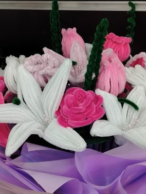pipe cleaner Handmade Pink Hydrangea Flower