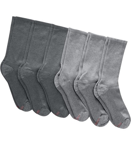 Hanes Ultimate Ultra Cushion Crew-Socken für Herren anthrazit/grau 6er-Pack Größe 12-14