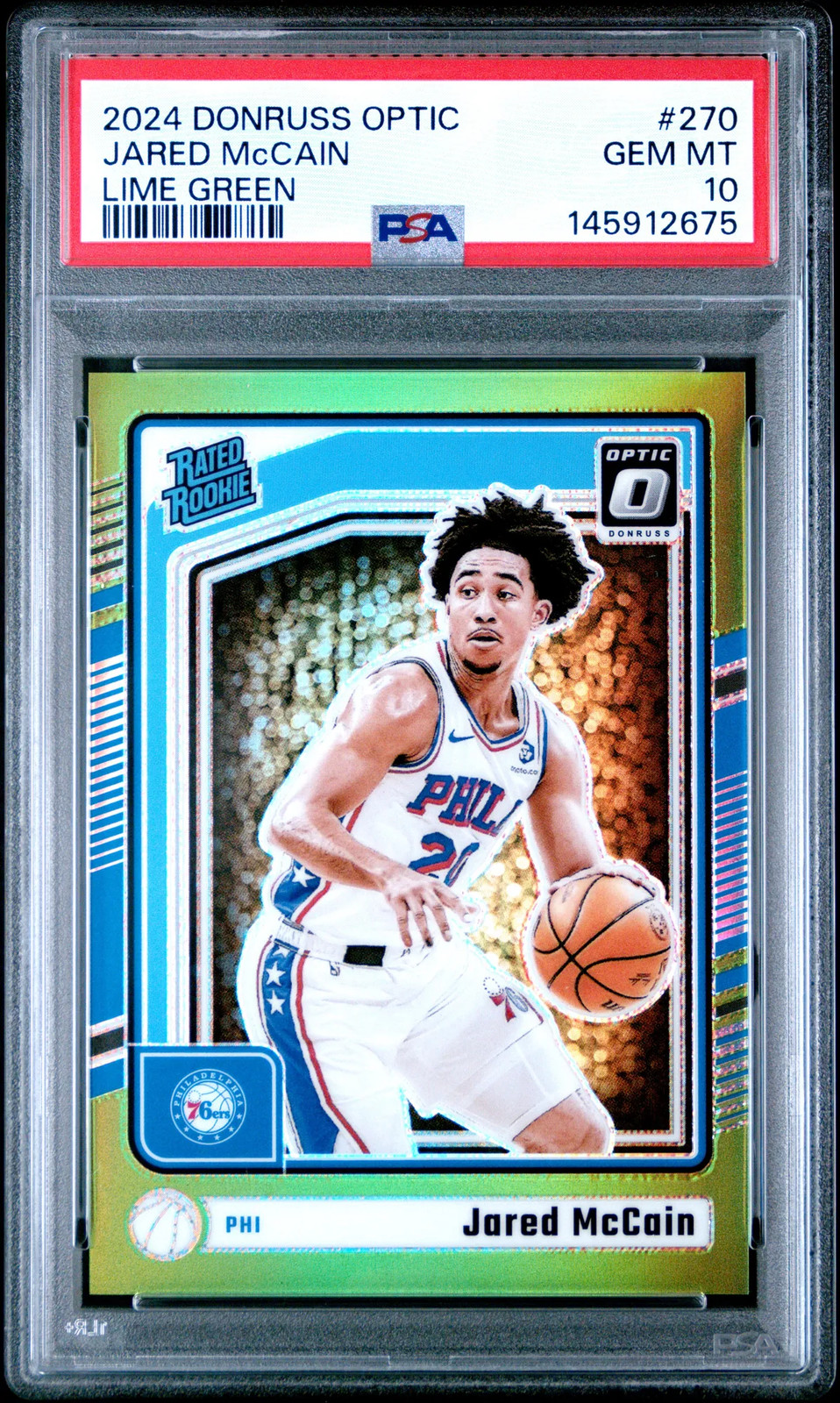 Jared Mccain 2024-25 Panini Donruss Optic #270 Lime Green /149 (RC) PSA 10