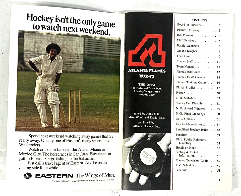 1972/73 ATLANTA FLAMES FIRST SEASON NHL HOCKEY FACT BOOK MEDIA GUIDE YEARBOOK - Image 3 of 4